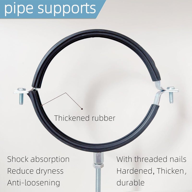 tingtakeoff 2 Sets Premium 8 Inch Adjustable Pipe Metal Bracket，Heavy Duty Galvanized Iron Stove Pipe Hanger Strap，Wall Support Chimney Round Split Ring Dryer Vent Hose Duct PVC Holder，with All Mounting Screws - Image 4